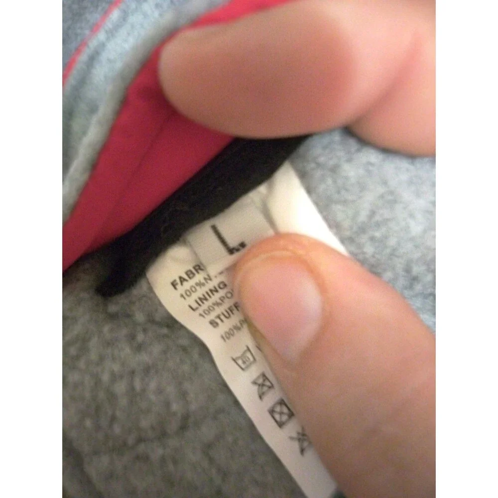 Red and Soft Gray Puffy Dog Jacket/Vest Size L